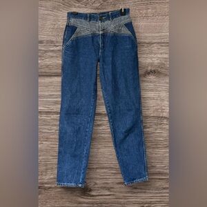 vintage Jordache women's high-rise, tapered-leg, color-block jeans